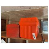 Plastic & metal tool box, wrecker bar