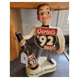 Vintage  Oertels '92 Beer Chalkware Display  17' tall-- some chips