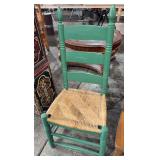 Painted chair with wicker seat