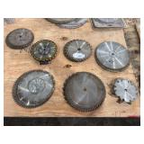 Various size used saw blades