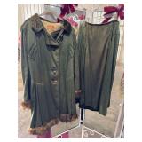 Women’s antique fur trimmed coat with skirt from Schultz Cloak House Evansville IN