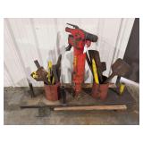 Pneumatic jackhammer with bits, tooling & stand