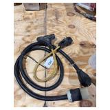 Heavy duty short extension cord, 3 outlet electrical plug