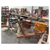Antique wooden spinning wheel