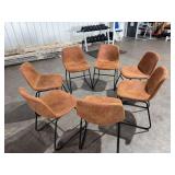 7 faux leather dining metal base chairs