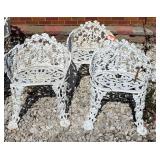 3 wrought iron patio chairs (1 damaged)