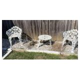 Wrought iron chairs w/ side table