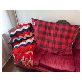 2 afghans, large pillow