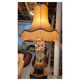 Pair of Victorian-Style Lamps w/Fringed Lampshade
