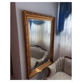 Large beveled edged wall mirror w/ gold frame