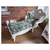 Pair of wicker chaise lounges with cushions and pillows 55' L