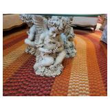 Trio Cherub Figurines Table w/Glass Top 32' dia