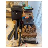 101 miscellaneous empty boxes , shoe horns , brushes , knifes , nail clippers and binoculars with a 2000 Indiana Pacers NBA playoff ticket