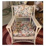 Wicker rocker with chipping paint