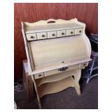 Yellow painted secretary desk and contents