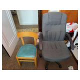 Rolling office chair, wooden side chair