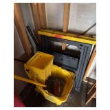 Mop bucket, plastic saw horses