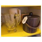 Ice buckets, glass pitcher, plastic pitcher