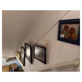 5 pictures going down right wall to downstairs all signed by various artists