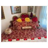 French Style gold frame & tufted headboard w/ round bed