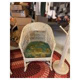 Wicker rocker and coat stand