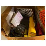Pens, pencils, flashlight, calculator, misc