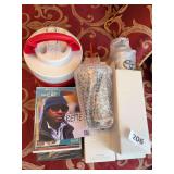 Water bottles, DVD’s, water jug