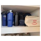 Water bottles, travel beverage containers, cooler bags