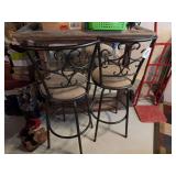 Portable bar (poor condition) & 3 bar stools