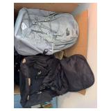 North Face & misc backpacks, Kodak instamatic, super 8 movie camera