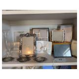 Picture frames, bud vase, tin