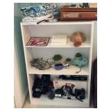 White bookcase, excludes all contents 25”w x 9.5”d x 35.5”h