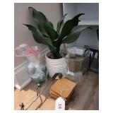 Artificial Plant, Wall Shelf w/Hooks, Vases, misc