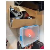 Tub & box of Halloween items