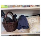 Mini pillows, sweat pants, basket,  blow dryer and massager