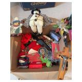 Lot of Christmas: decorations, cards, Mikasa covered box, ornaments, garland