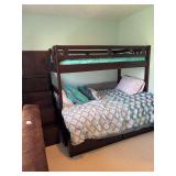 Full/twin bunk bed unit with bedding, 4 storage steps and 2 under bed drawers