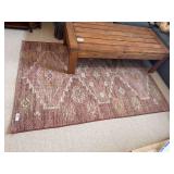 Burgundy, yellow, beige area rug 49" x 72"