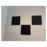 3 Black square wooden wall plaques  12x12