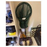 Net, paddle, bowling ball in case