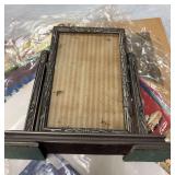 Old advertisements and 5x 7.5 wooden painted frame