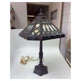 Vintage Gothic glass Tiffany style lamp 23” tall