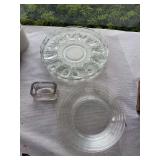 Indiana glass egg & relish platter, sugar packet holde, clear bowl