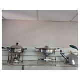 Tea kettle, 2 chafing dishes