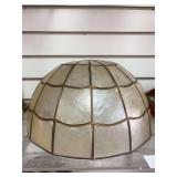 Square wooden framed wall with stained glass lamp shade 12x12 and light weight 12” diameter plastic lamp shade