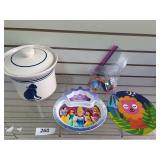 Children dishes & toys, cat treat jar