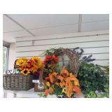Baskets, wreath, misc flowers