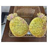 8 plastic pineapple plates and Godinger silver art beehive