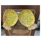 8 plastic pineapple plates and Godinger silver art beehive