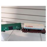 Kline PRR6407 car, Lionel 17887 trailer car w/ Armstrong  Flooring trailer